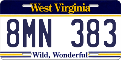 WV license plate 8MN383