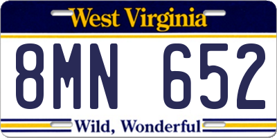 WV license plate 8MN652