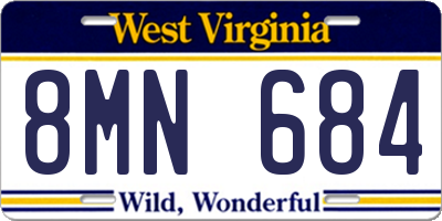 WV license plate 8MN684