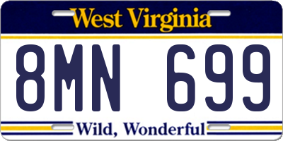 WV license plate 8MN699