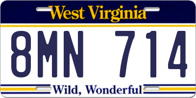 WV license plate 8MN714