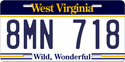 WV license plate 8MN718
