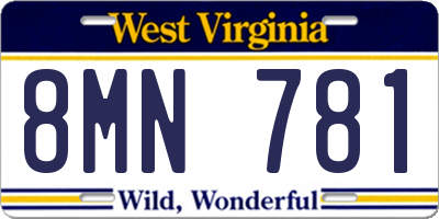 WV license plate 8MN781