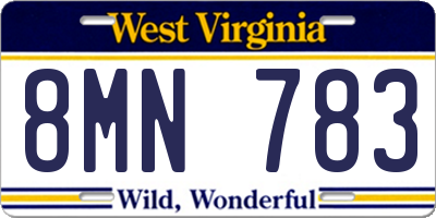 WV license plate 8MN783