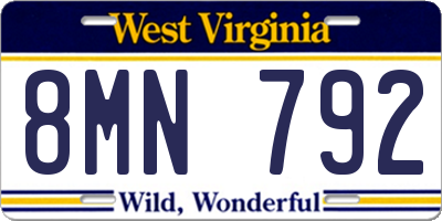 WV license plate 8MN792