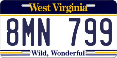 WV license plate 8MN799