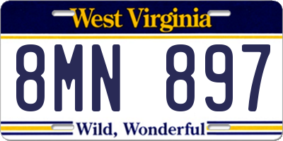 WV license plate 8MN897