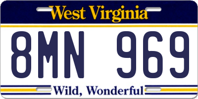 WV license plate 8MN969