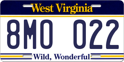 WV license plate 8MO022