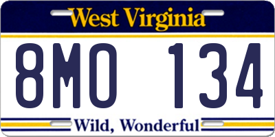 WV license plate 8MO134