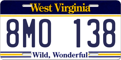 WV license plate 8MO138