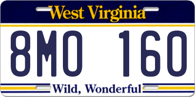 WV license plate 8MO160