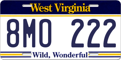 WV license plate 8MO222