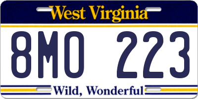 WV license plate 8MO223