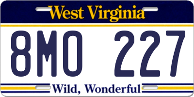 WV license plate 8MO227
