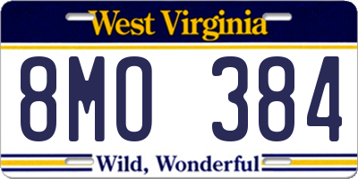 WV license plate 8MO384