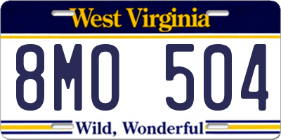 WV license plate 8MO504