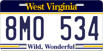 WV license plate 8MO534