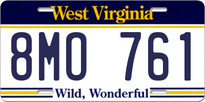 WV license plate 8MO761