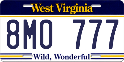 WV license plate 8MO777