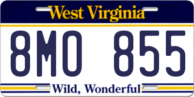 WV license plate 8MO855