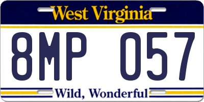 WV license plate 8MP057