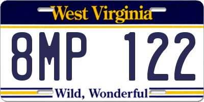 WV license plate 8MP122
