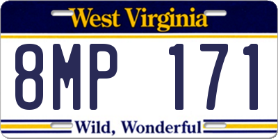 WV license plate 8MP171