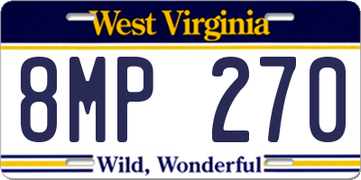 WV license plate 8MP270