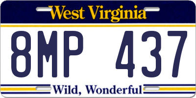 WV license plate 8MP437