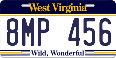 WV license plate 8MP456