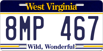 WV license plate 8MP467