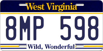 WV license plate 8MP598