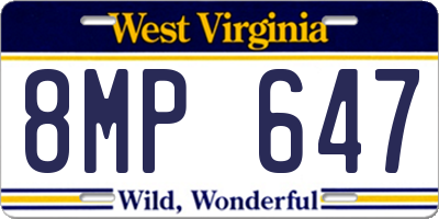 WV license plate 8MP647