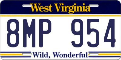 WV license plate 8MP954