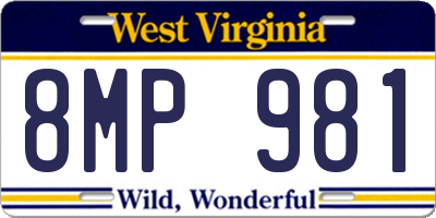WV license plate 8MP981