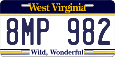 WV license plate 8MP982