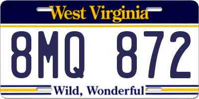 WV license plate 8MQ872