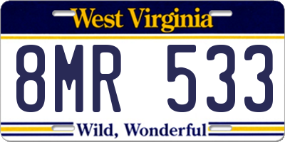 WV license plate 8MR533