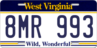 WV license plate 8MR993