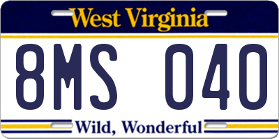 WV license plate 8MS040