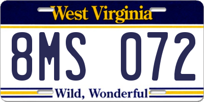WV license plate 8MS072