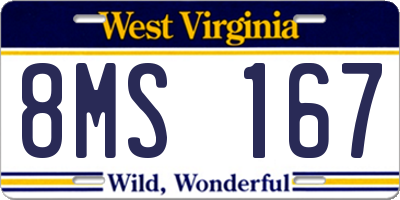WV license plate 8MS167