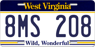 WV license plate 8MS208