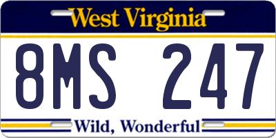 WV license plate 8MS247