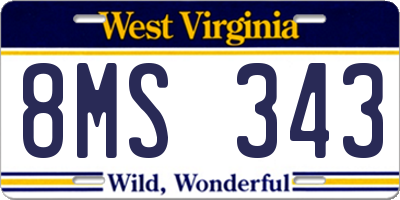 WV license plate 8MS343