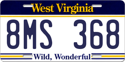 WV license plate 8MS368