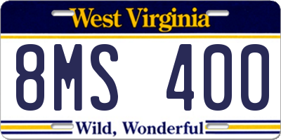 WV license plate 8MS400