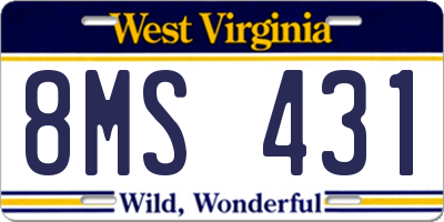 WV license plate 8MS431