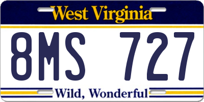 WV license plate 8MS727